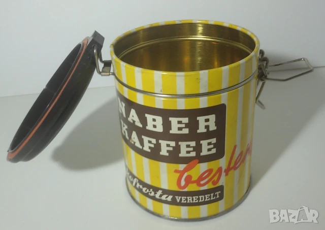 Ретро кутия Naber Kaffee метална цилиндрична, снимка 6 - Антикварни и старинни предмети - 51076118