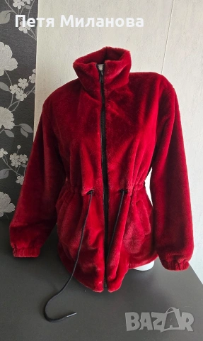 Ефектно дамско палтенце в цвят бордо