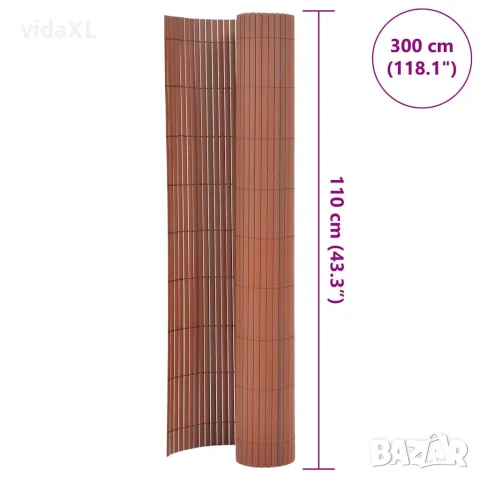 vidaXL Двустранна градинска ограда, 110x300 см, кафява, снимка 5 - Огради и мрежи - 56146596