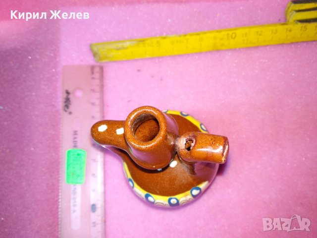 КЕРАМИЧНО БЪРДУЧЕ СВИРКА РЪЧНА МАЙСТОРСКА ИЗРАБОТКА ТРАДИЦИОНЕН ЕТНО СУВЕНИР ГЛЕДЖОСАНА ГЛИНА 42932, снимка 7 - Декорация за дома - 44297563