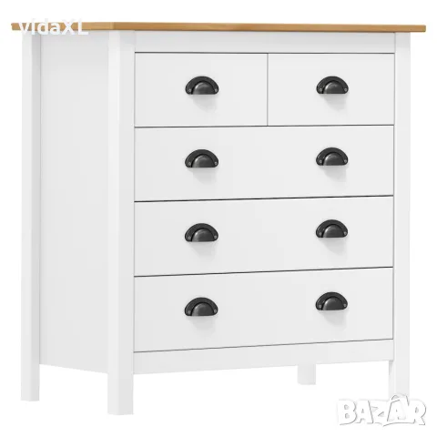 vidaXL Сайдборд Hill бял 79x40x80 см борово дърво масив, снимка 1 - Бюфети - 56146491