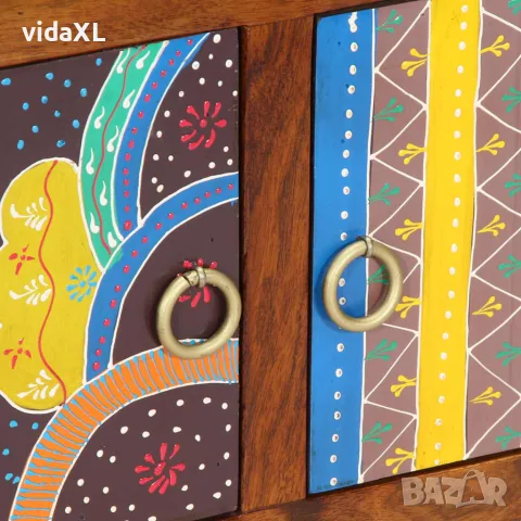 vidaXL Шкаф за обувки 90 x 35 x 55 см Солидно акациево дърво Кафяво, снимка 8 - Шкафове - 56147502