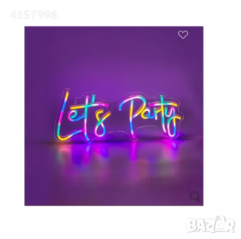  Светещ панел за декорация, LED, Неонов "Let's Party" , снимка 1 - Лед осветление - 49004914