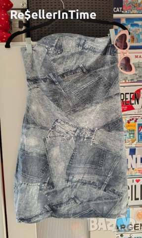 Дамска мини рокля имитация на деним, Divided H&M + подарък очила сърца