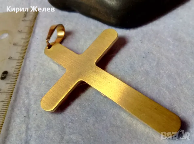 ПОЗЛАТЕНО НАГРЪДНО РАЗПЯТИЕ КРЪСТ от БЛАГОРОДНА СТОМАНА с ОРНАМЕНТИКА 45603, снимка 8 - Колиета, медальони, синджири - 48444866