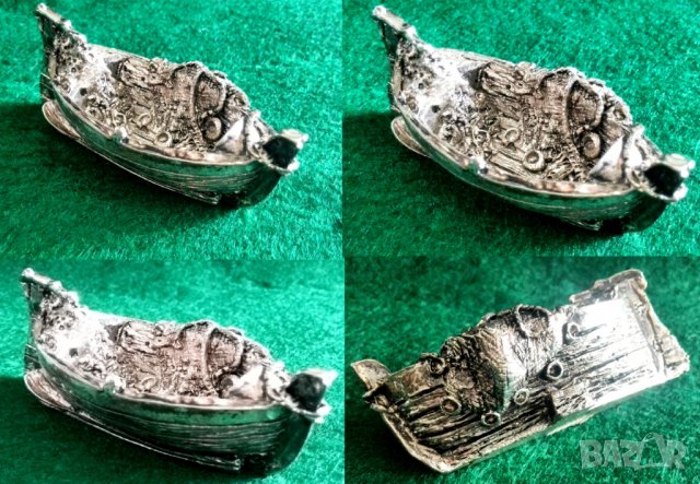 Миниатюрна сребърна рибарска лодка -Подарък за РИБАР, снимка 6 - Други ценни предмети - 37332077