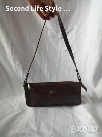 Винтидж италианска чанта за рамо от естествена кожа в кафяв цвят CIAMPI, снимка 9 - Чанти - 54097212