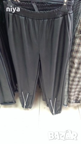 Кожен панталон в черен цвят с цип отпред, снимка 4 - Панталони - 30843227