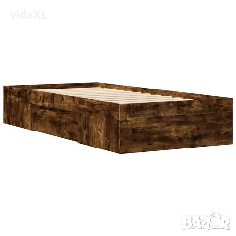 vidaXL Рамка за легло без матрак опушен дъб 90x190 см инженерно дърво, снимка 7 - Спални и легла - 56146881
