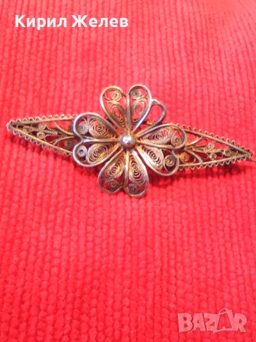 ЮВЕЛИРНО РЪЧНО ИЗРАБОТЕНА СТАРИННА СРЕБЪРНА ФЛОРАЛНА БРОШКА АРТ НУВО РЕТРО АРТ БИЖУ ФИЛИГРАН 17254