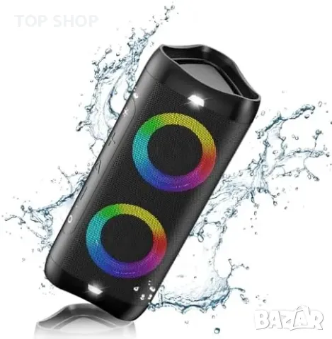 Нова 30W Bluetooth колонка с мощен звук, динамични светлини, IPX5 високоговорител