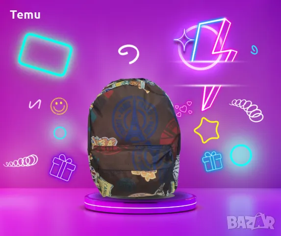 Ученическа раница с цветни декорации, снимка 1