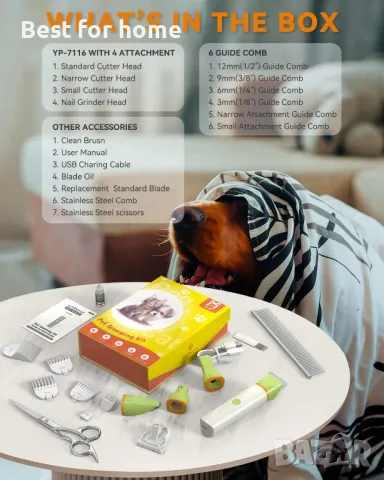 Комплект за подстригване на кучета с тример за лапи, снимка 7 - За кучета - 49565370