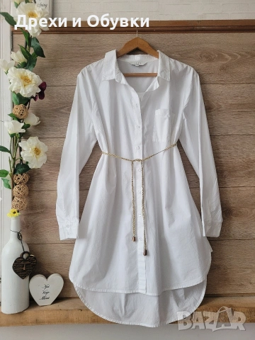 Бяла рокля тип риза памучна материя CELLBES , снимка 9 - Рокли - 54211392
