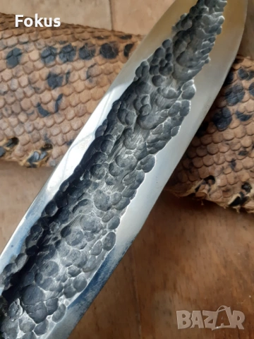 Страхотен ловен якутски кован нож с кания от змийска кожа, снимка 5 - Антикварни и старинни предмети - 54031293