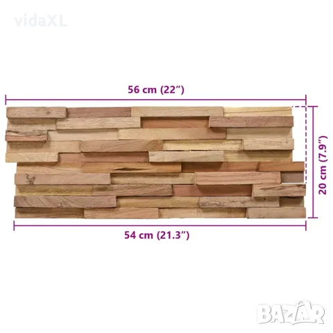 vidaXL 3D стенни облицовъчни панели, 10 бр, 1,08 м², тик масив, снимка 4 - Облицовки - 56146827