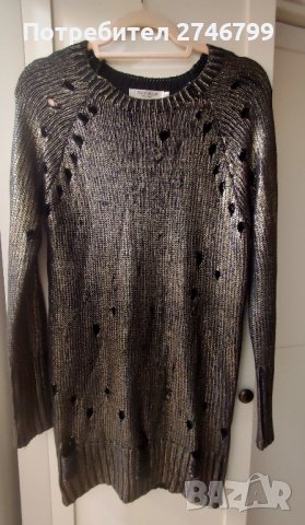 Екстравагантна плетена туника в златисто-черно S/M