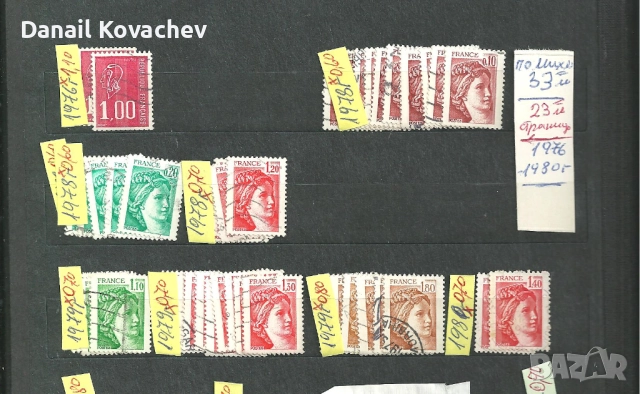 ФРАНЦИЯ -не пълни серии, късове , има редки-м/у 1886-1995 г, снимка 6 - Филателия - 50894008