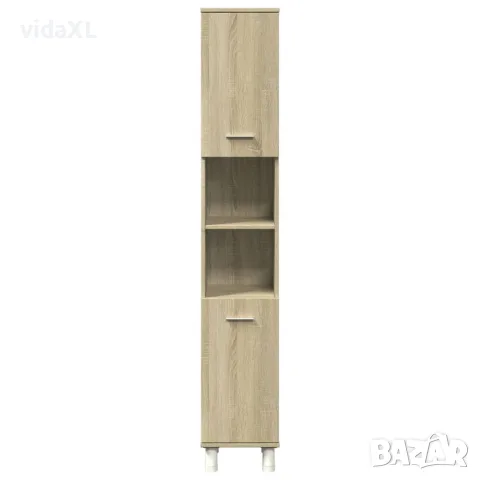 vidaXL Шкаф за баня, сонома дъб, 30,5x30x179 см, инженерно дърво, снимка 4 - Шкафове - 56148232