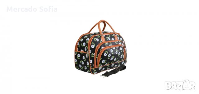 Пътна чанта 31694,Черна/Цветя, снимка 3 - Чанти - 30264342