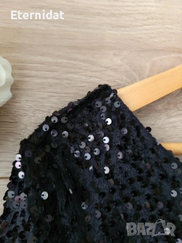 Черна рокля пайети Vila , снимка 7 - Рокли - 52062219