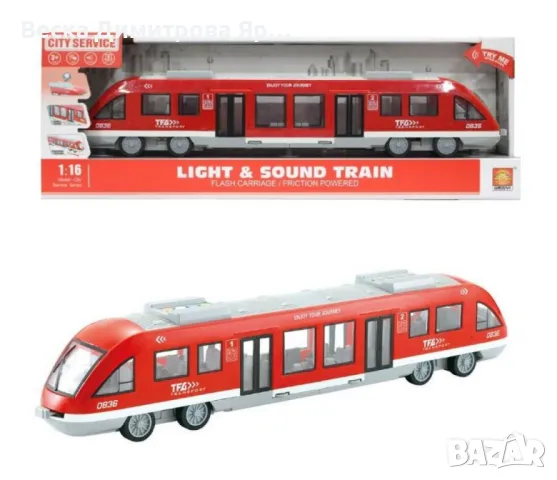 Детска играчка трамвай Аскато, червен - с отварящи се врати, звуци и светлини, снимка 3 - Влакчета, самолети, хеликоптери - 47883615