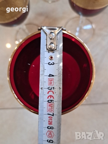 кристални чаши Bohemia рубинен кристал с позлата , снимка 8 - Чаши - 52659873