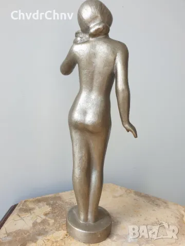 Съветска руска скулптура/метална фигура на гола жена/еротика/статуетка 30см-1кг, снимка 2 - Статуетки - 49232819