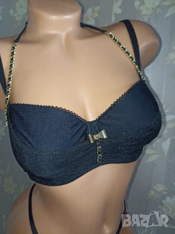 Marlies Dekkers -75 C-Уникален сутиен тип балконет със златисти синджири и метална панделка, снимка 3 - Бельо - 36778846