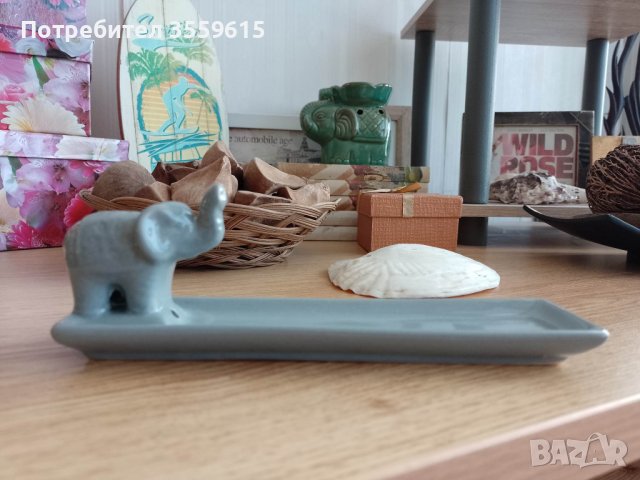 керамичен сувенир със слонче от Индия, за ароматни пръчици, снимка 4 - Декорация за дома - 40764614