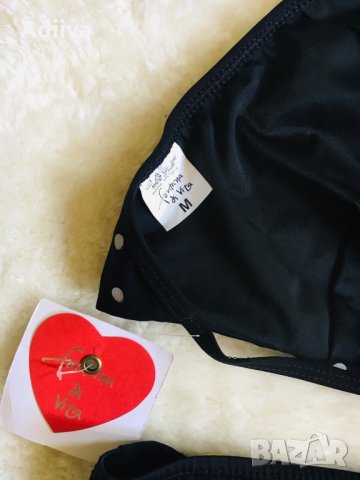 Нов бански комплект в черно на бели точки бюстие бикина връзки , снимка 6 - Бански костюми - 29511200
