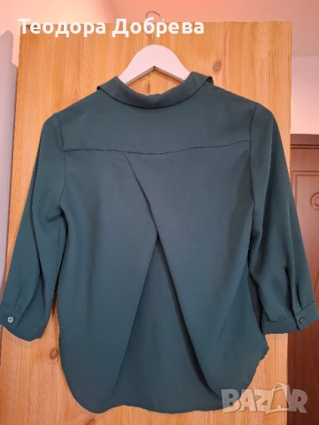 Тъмнозелена риза MONKI, снимка 2 - Ризи - 50841032