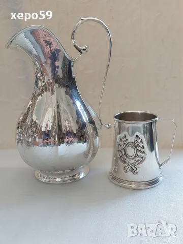 Сребърна кана и сребърна чаша (халба) сребро 800