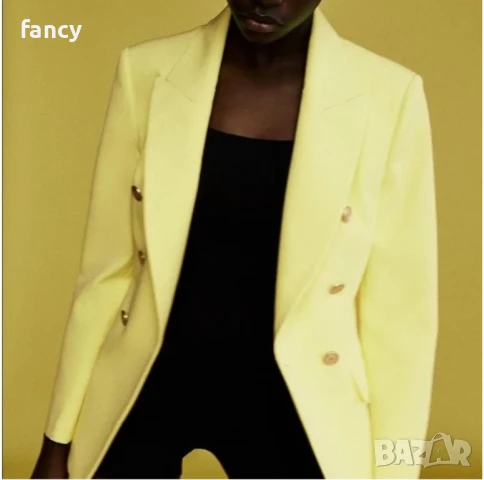 Вталено жълто сако Zara, снимка 2 - Сака - 50611514