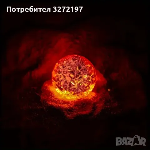 Елегантна Оранжева Кристална Топка с метална стойка в сребрист цвят,Фенг Шуй, снимка 3 - Декорация за дома - 48256348