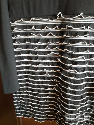 Дамска рокля трико черна с бели къдрички, снимка 2 - Поли - 31891072