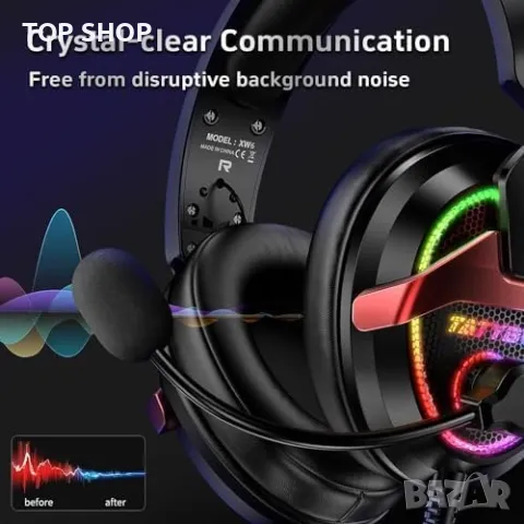 Tatybo Слушалки за PC/PS5/Xbox, RGB, Ултра-Ясен Микрофон, снимка 3 - Слушалки и портативни колонки - 49444332