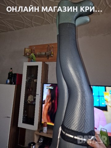 Чорапи 7/8 ситна мрежа с широка лента и сатенена лента H&M, снимка 2 - Дамски чорапи - 42023498