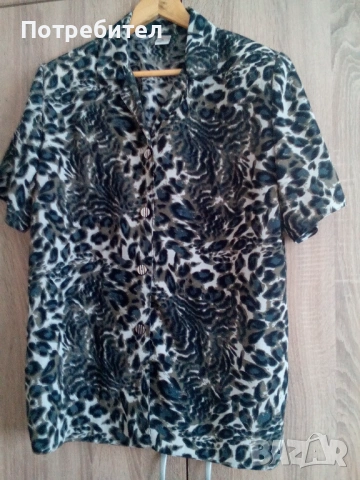 Дамска черна шарена риза къс ръкав № 52 