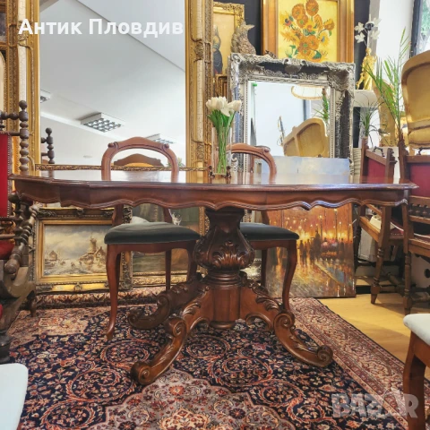 Антикварна маса в стил Луи Филип с масивна дърворезба, снимка 9 - Маси - 50470834
