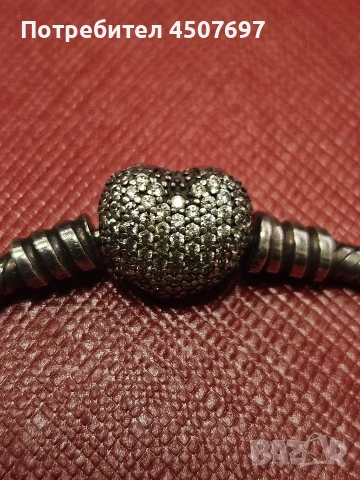 Сребърна гривна Пандора, снимка 4 - Гривни - 53029336