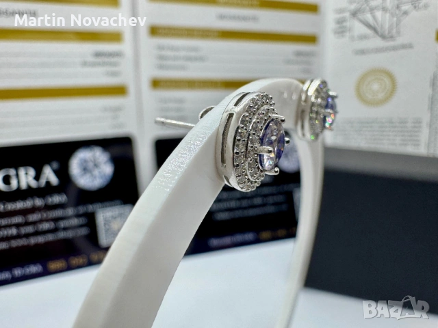 Сребърни обеци с мойсанит (Диамант) 0.5 карата, снимка 5 - Обеци - 54091883