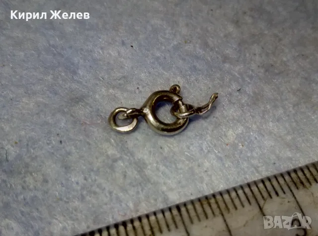 СТАРА СРЕБЪРНА ЗАКОПЧАЛКА СРЕБРО 925 с БЯЛА ПОЗЛАТА КАРАБИНКА За ГРИВНА КОЛИЕ ВЕРИЖКА 49937, снимка 5 - Други - 49517773