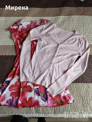 Комплект лятна рокля и розова жилетка, размер S, снимка 2 - Рокли - 54224181
