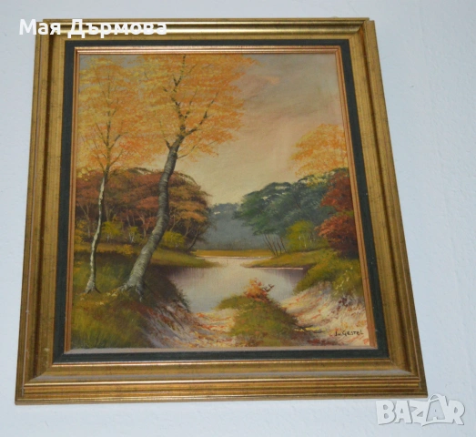 Старинна картина маслени бои подписана