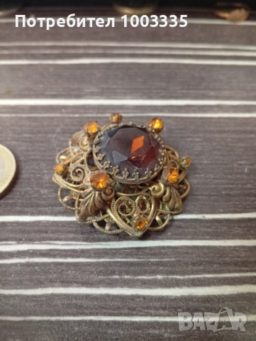 Стара позлатена брошка , снимка 4 - Други - 53971196