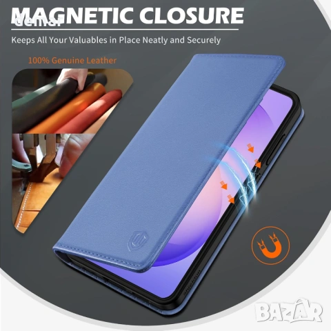 Калъф-портфейл от естествена кожа SHIELDON за Galaxy S26+ Plus, магнитен, RFID блокиране, снимка 7 - Калъфи, кейсове - 53945140