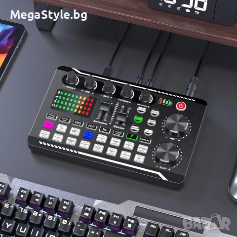 Комплект оборудване за подкасти Facmogu F998, звукова карта за живо с микрофон BM-800, снимка 6 - Ресийвъри, усилватели, смесителни пултове - 55940261