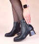 Дамски черни боти на блоков ток с метална вложка Istina, снимка 3