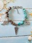 Много красива Бохо гривна със скъпоценни камъни Тюркоази и Тигрово око, снимка 3